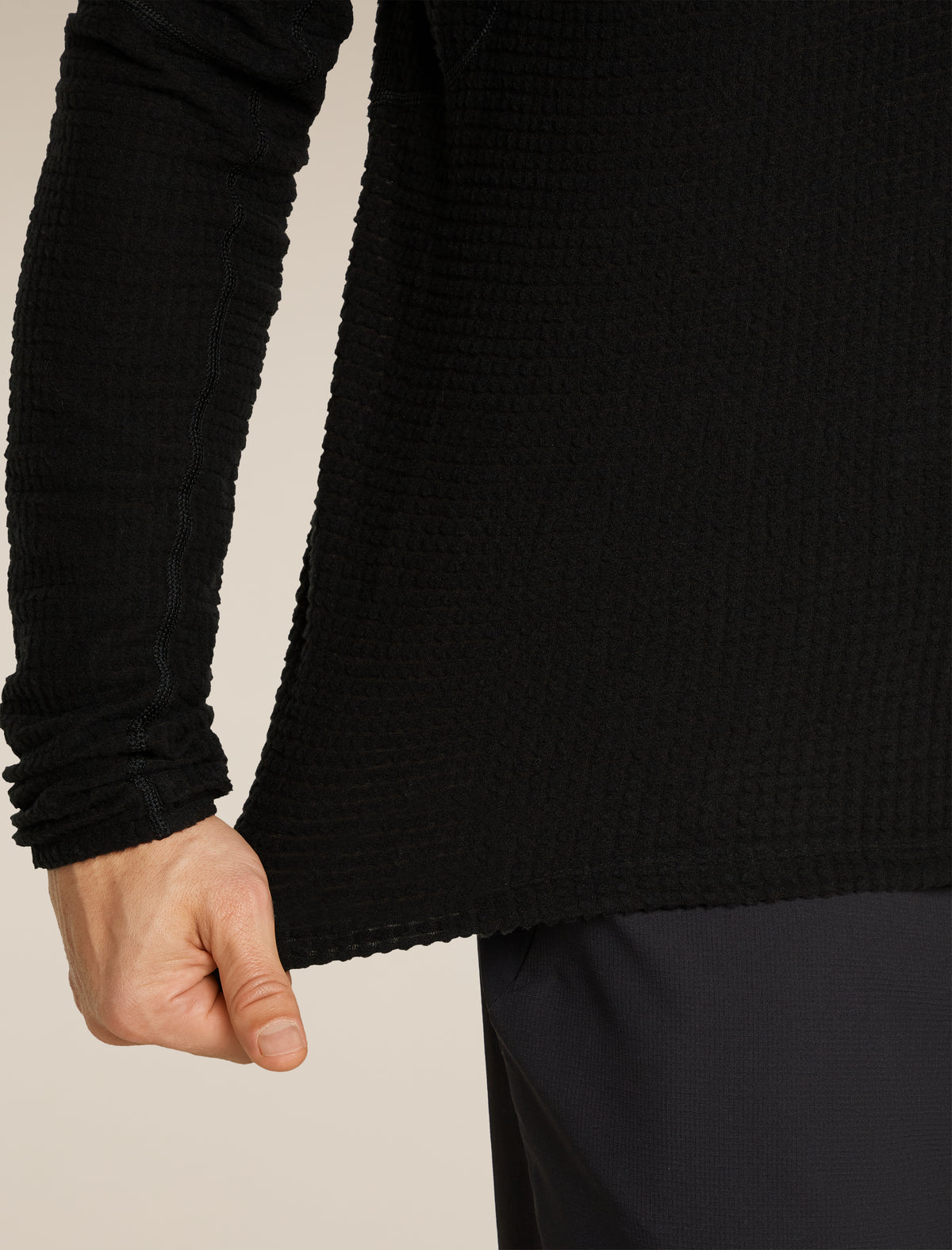 Men's Merino 400 RealFleece™ Grid Peaksland Long Sleeve Thermal Half Zip Black - 8