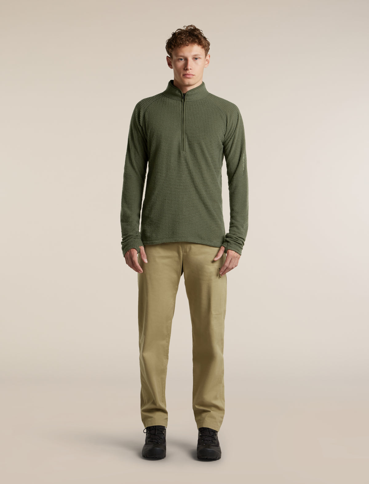 Men's Merino 400 RealFleece™ Grid Peaksland Long Sleeve Half Zip Dark Loden - 3