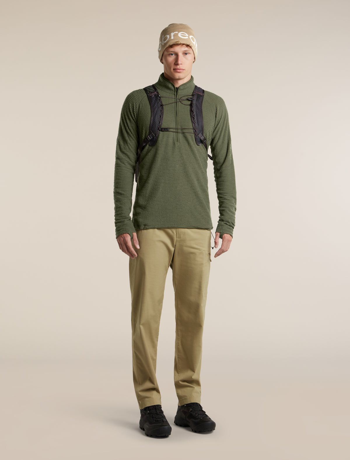 Men's Merino 400 RealFleece™ Grid Peaksland Long Sleeve Half Zip Dark Loden - 4
