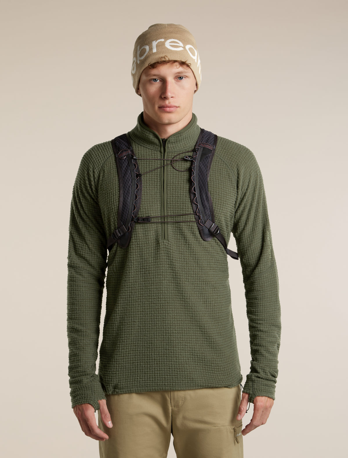 Men's Merino 400 RealFleece™ Grid Peaksland Long Sleeve Half Zip Dark Loden - 5