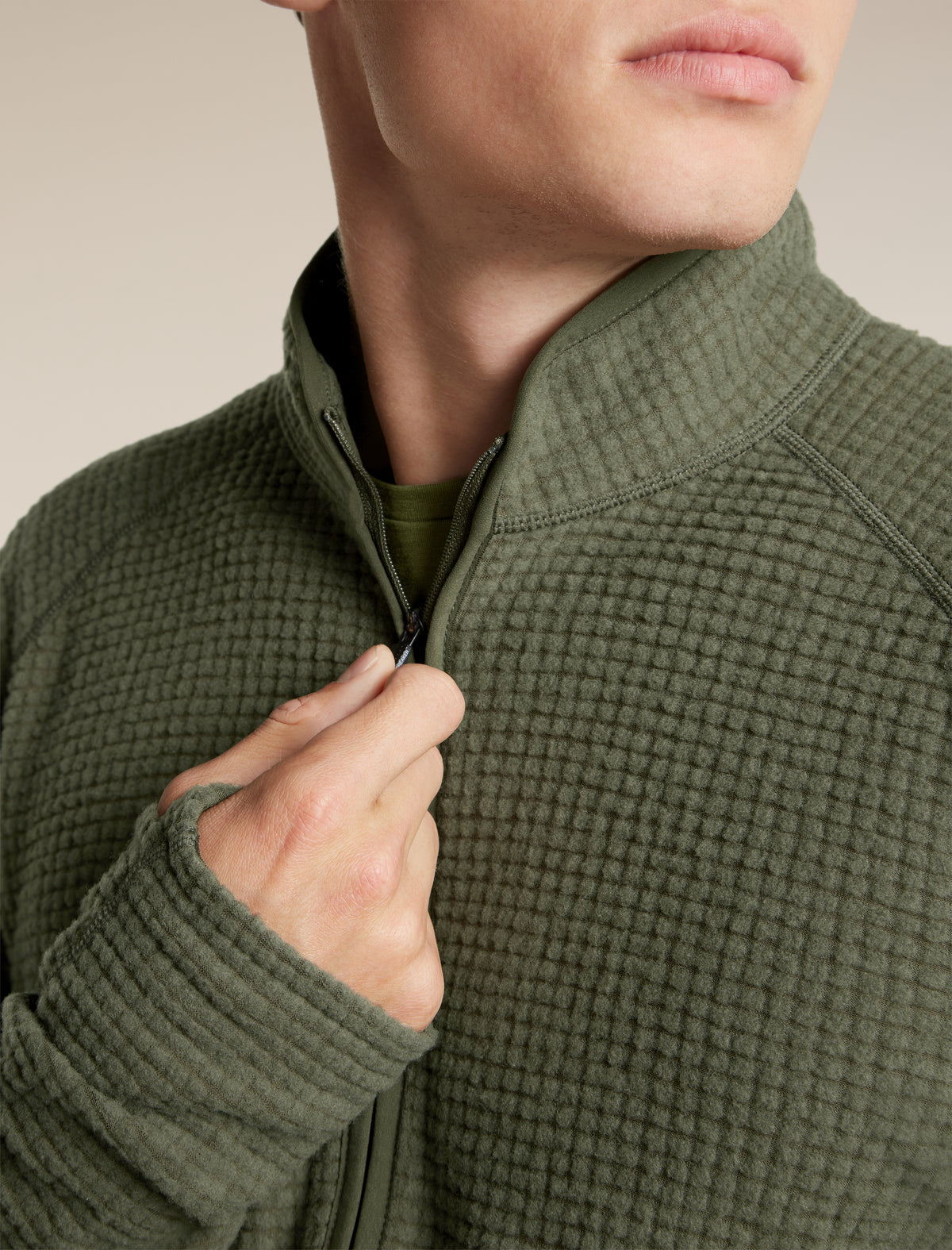 Men's Merino 400 RealFleece™ Grid Peaksland Long Sleeve Half Zip Dark Loden - 6