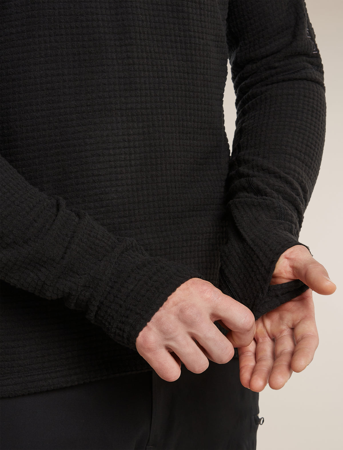 Men's Merino 400 RealFleece™ Grid Blackridge Pullover Hoodie Black - 6