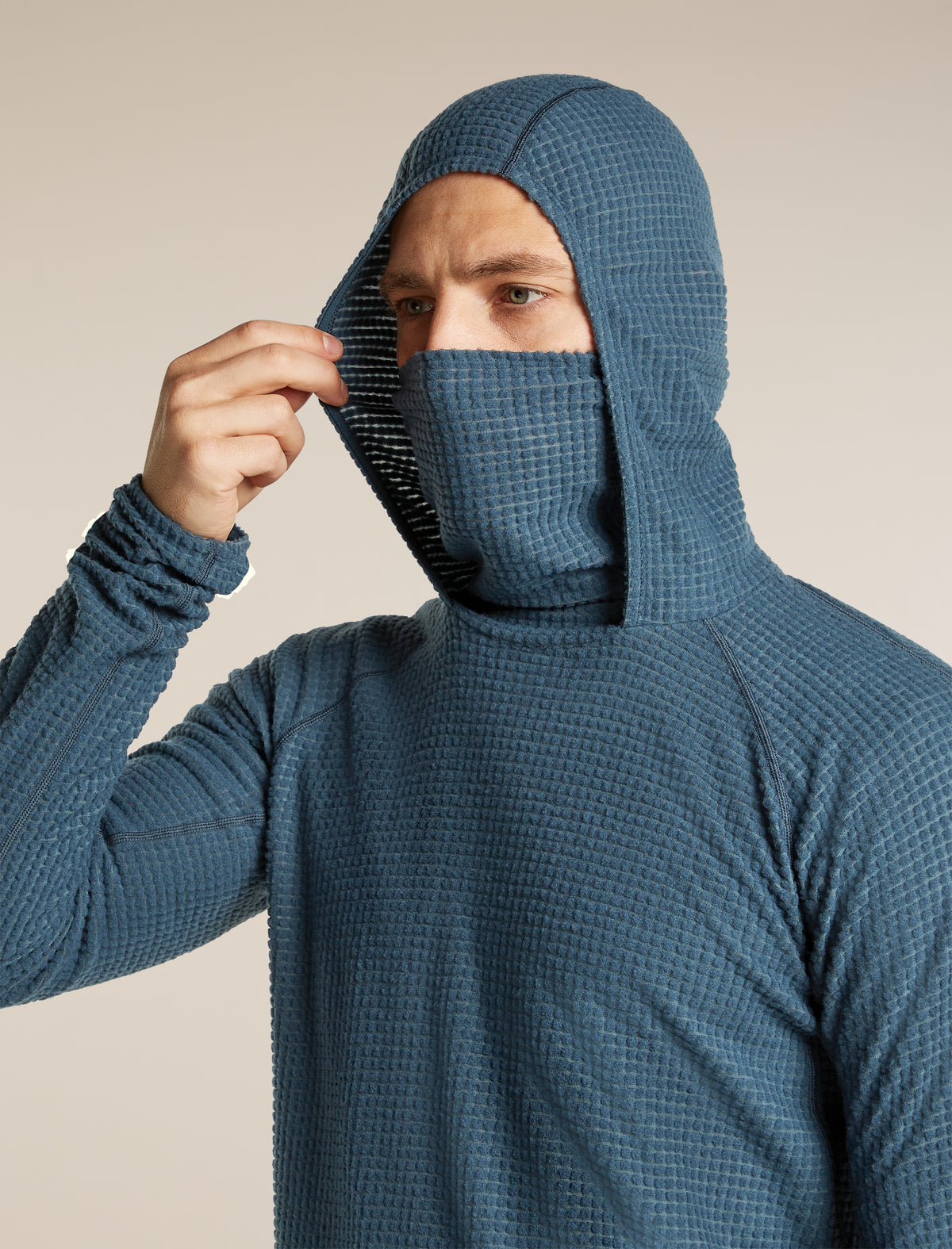 Men's Merino 400 RealFleece™ Grid Blackridge Pullover Hoodie Abyss - 7