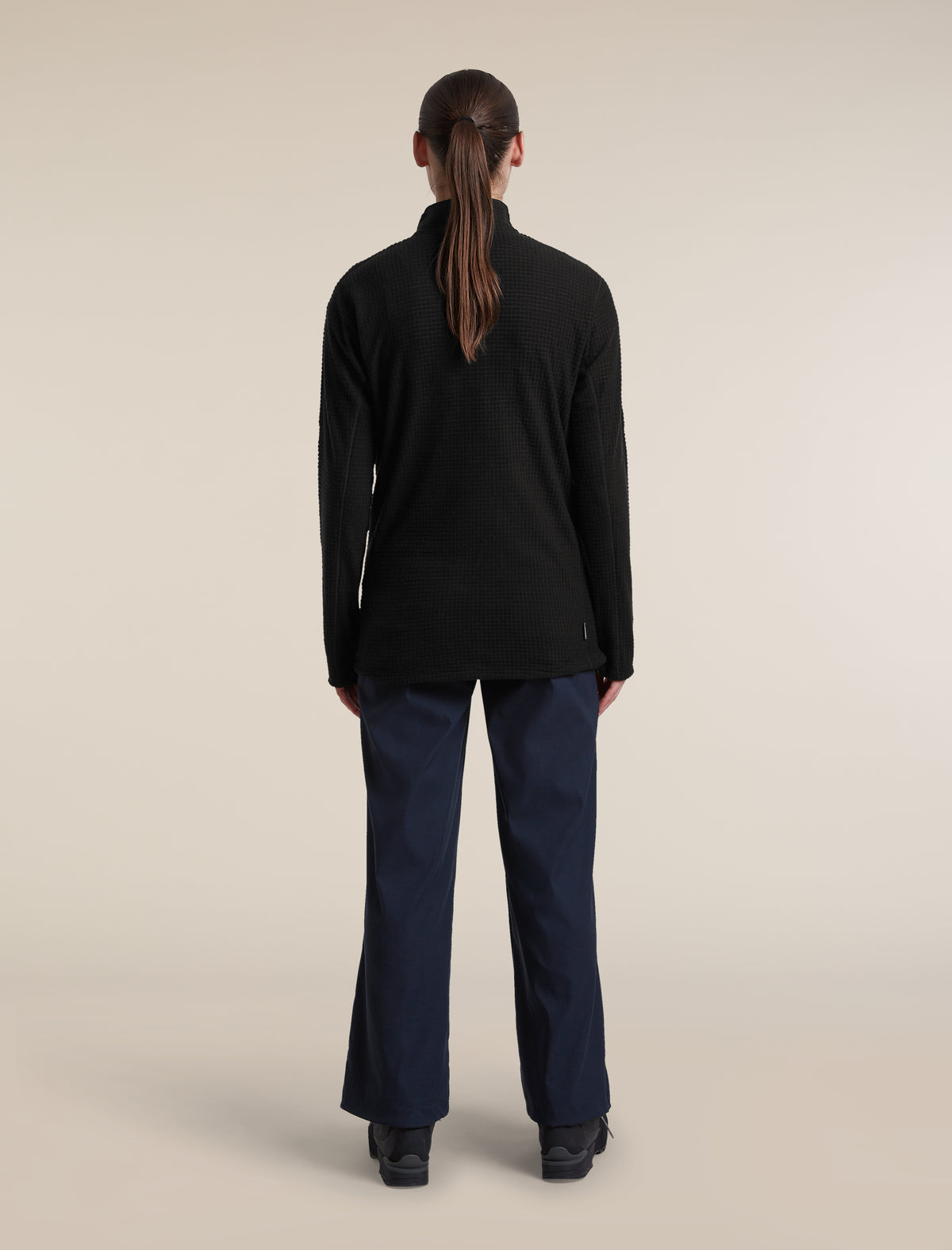 Women's Merino 400 RealFleece™ Grid Peaksland Long Sleeve Half Zip Black - 10