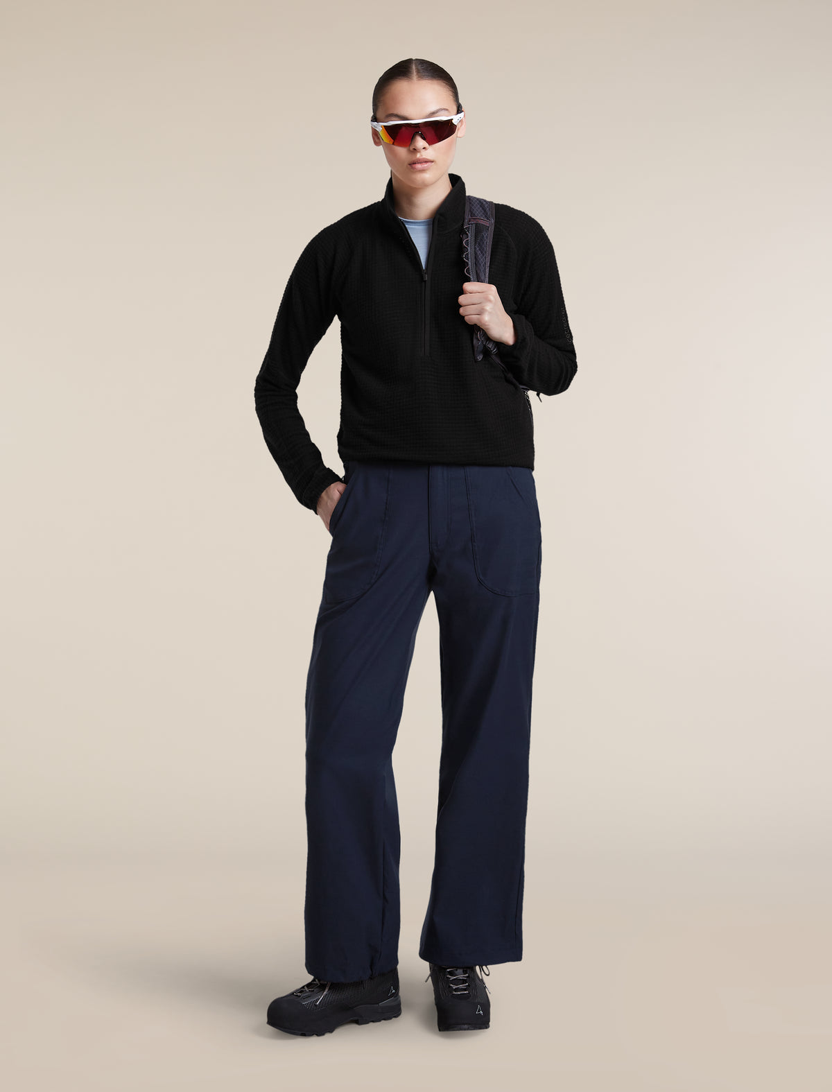 Women's Merino 400 RealFleece™ Grid Peaksland Long Sleeve Half Zip Black - 4