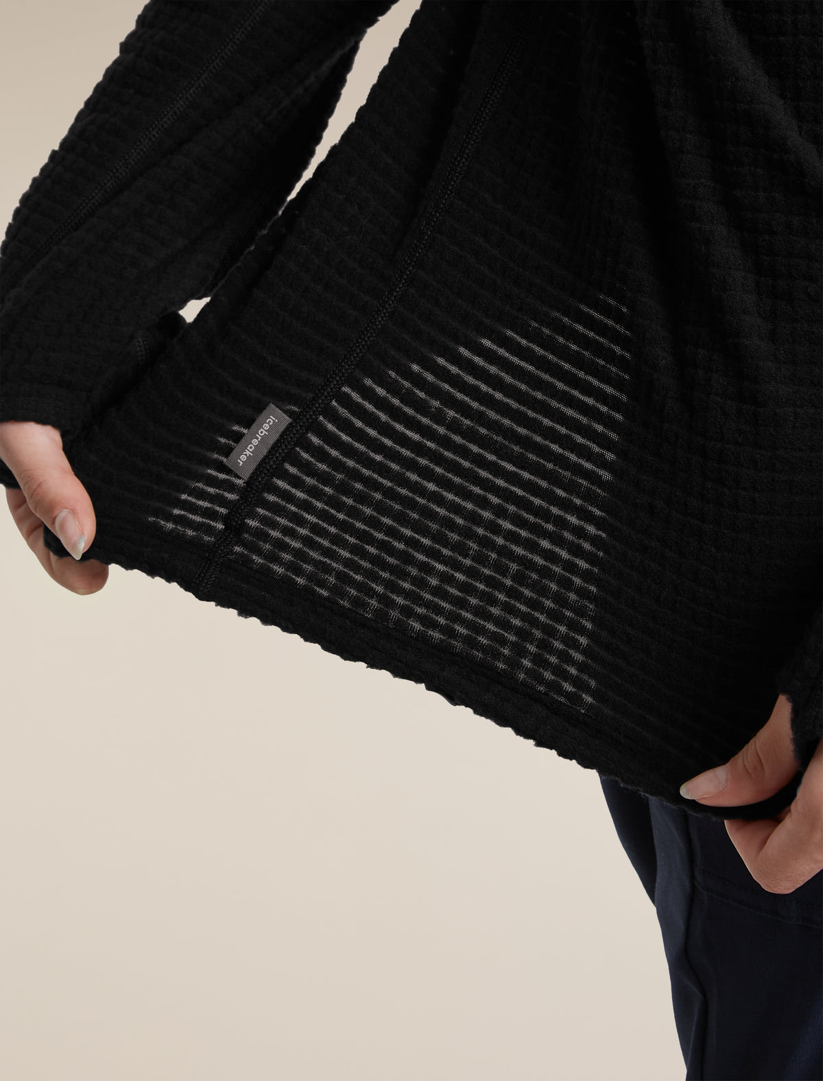 Women's Merino 400 RealFleece™ Grid Peaksland Long Sleeve Half Zip Black - 8
