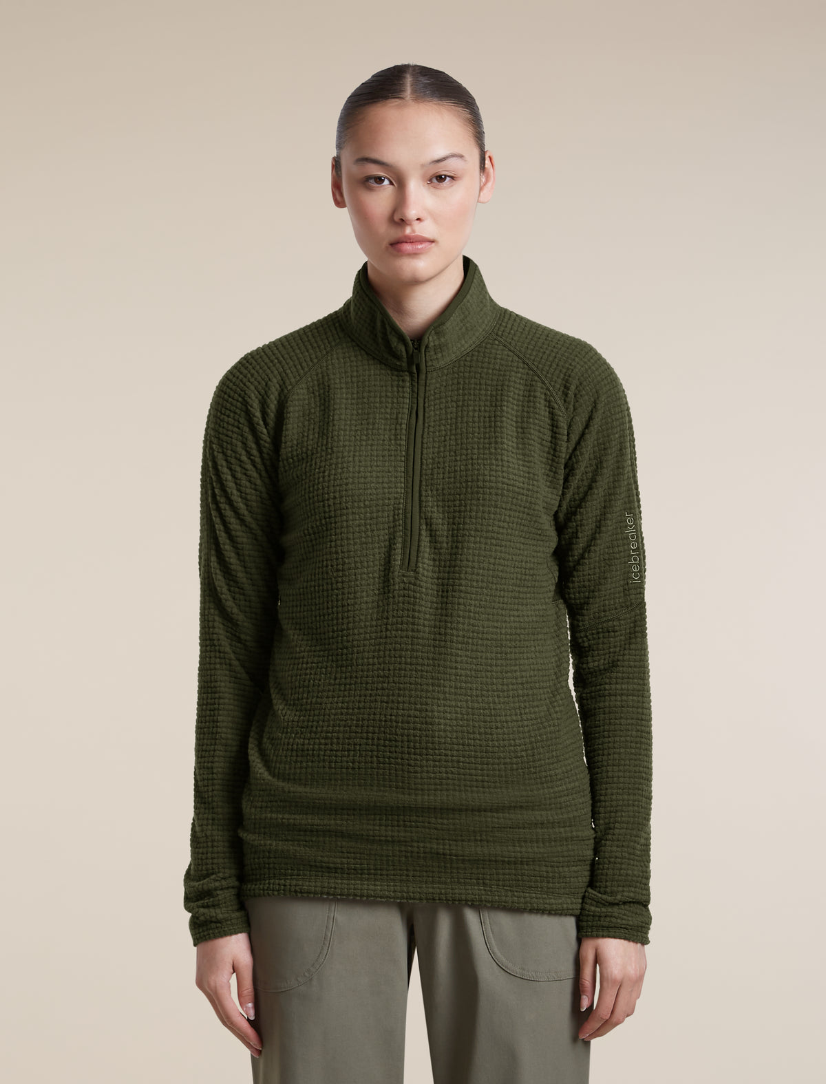 Women's Merino 400 RealFleece™ Grid Peaksland Long Sleeve Half Zip Dark Loden - 1