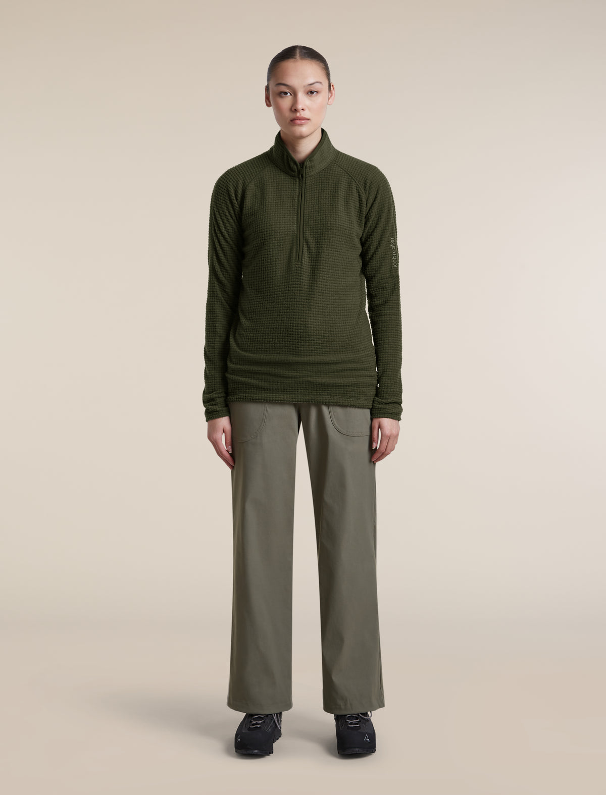 Women's Merino 400 RealFleece™ Grid Peaksland Long Sleeve Half Zip Dark Loden - 3