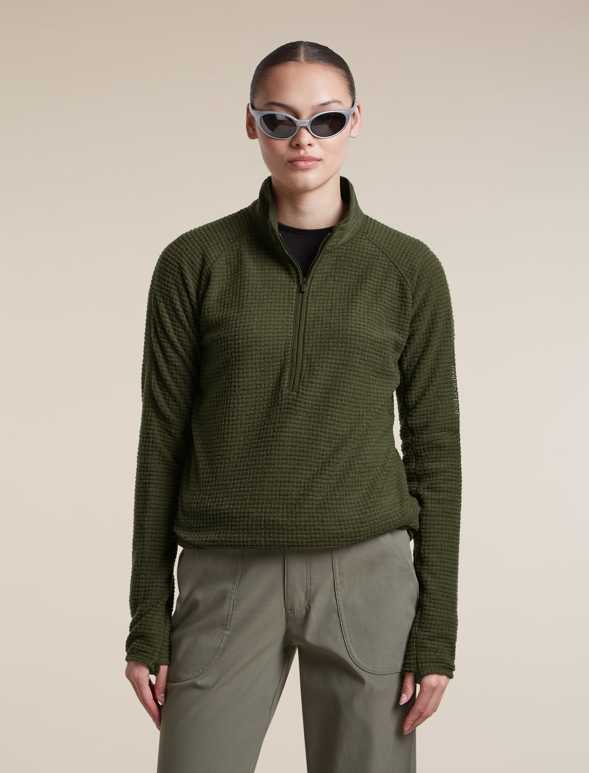 Women's Merino 400 RealFleece™ Grid Peaksland Long Sleeve Half Zip Dark Loden - 5