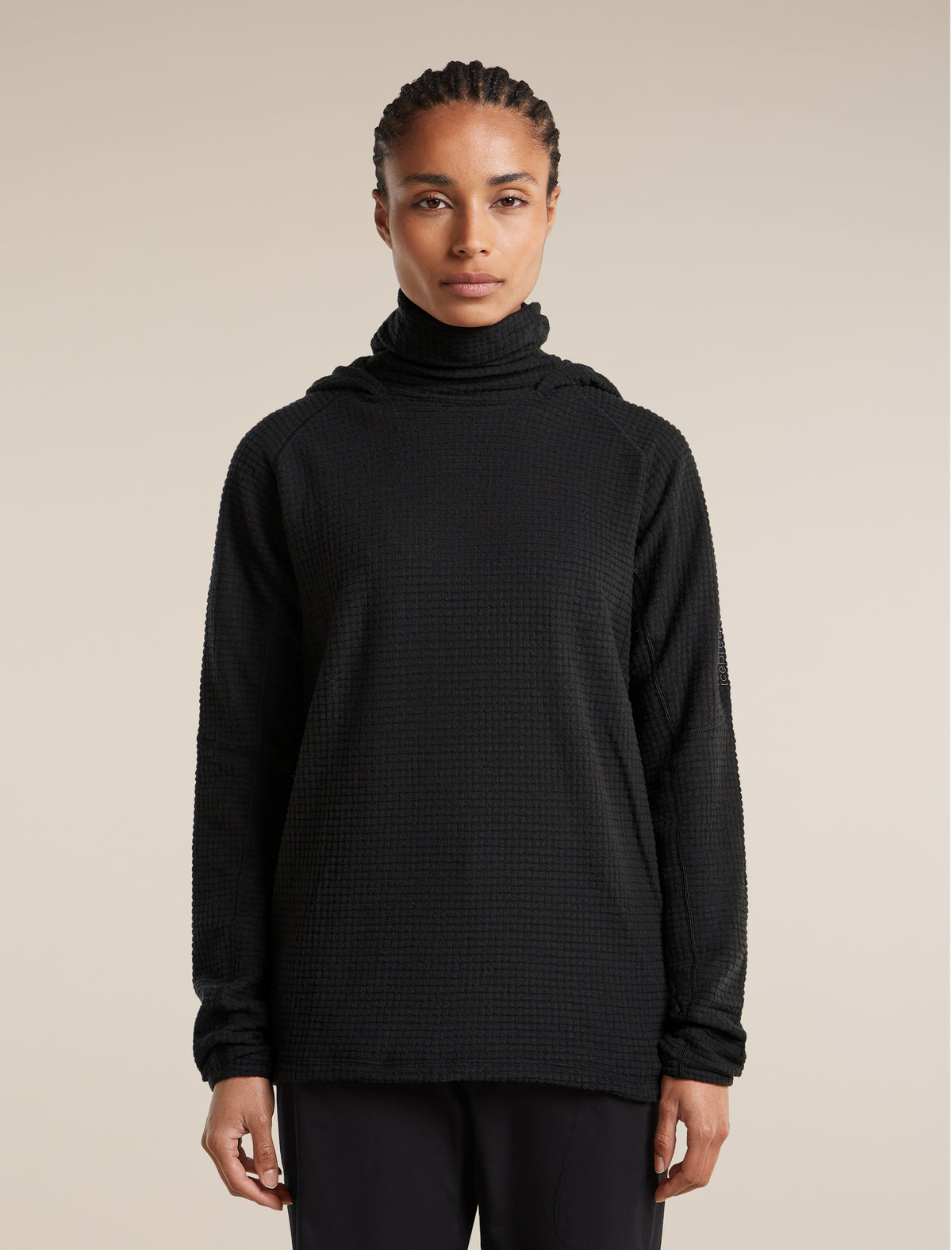 Women's Merino 400 RealFleece™ Grid Blackridge Pullover Hoodie Black - 1