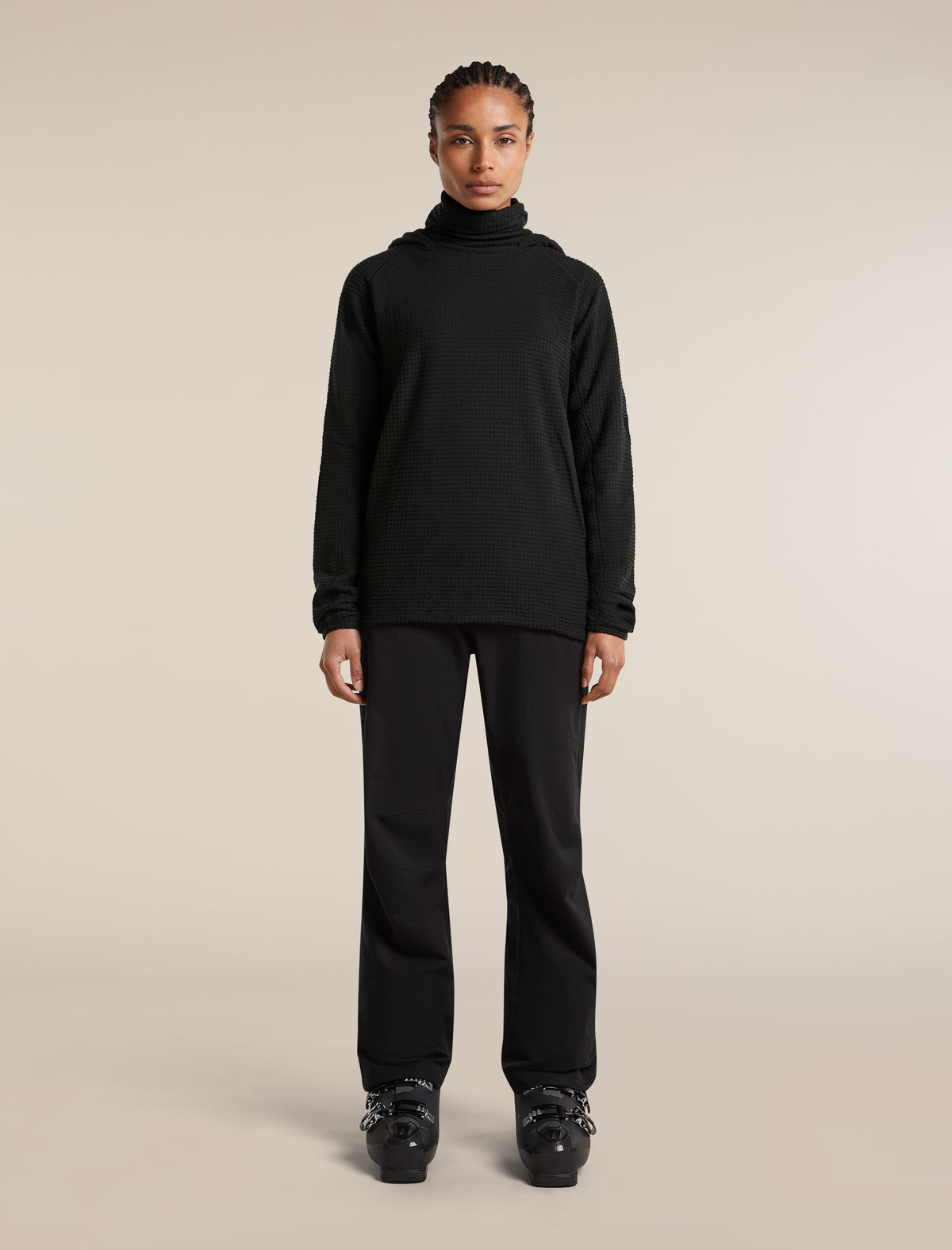 Women's Merino 400 RealFleece™ Grid Blackridge Pullover Hoodie Black - 3
