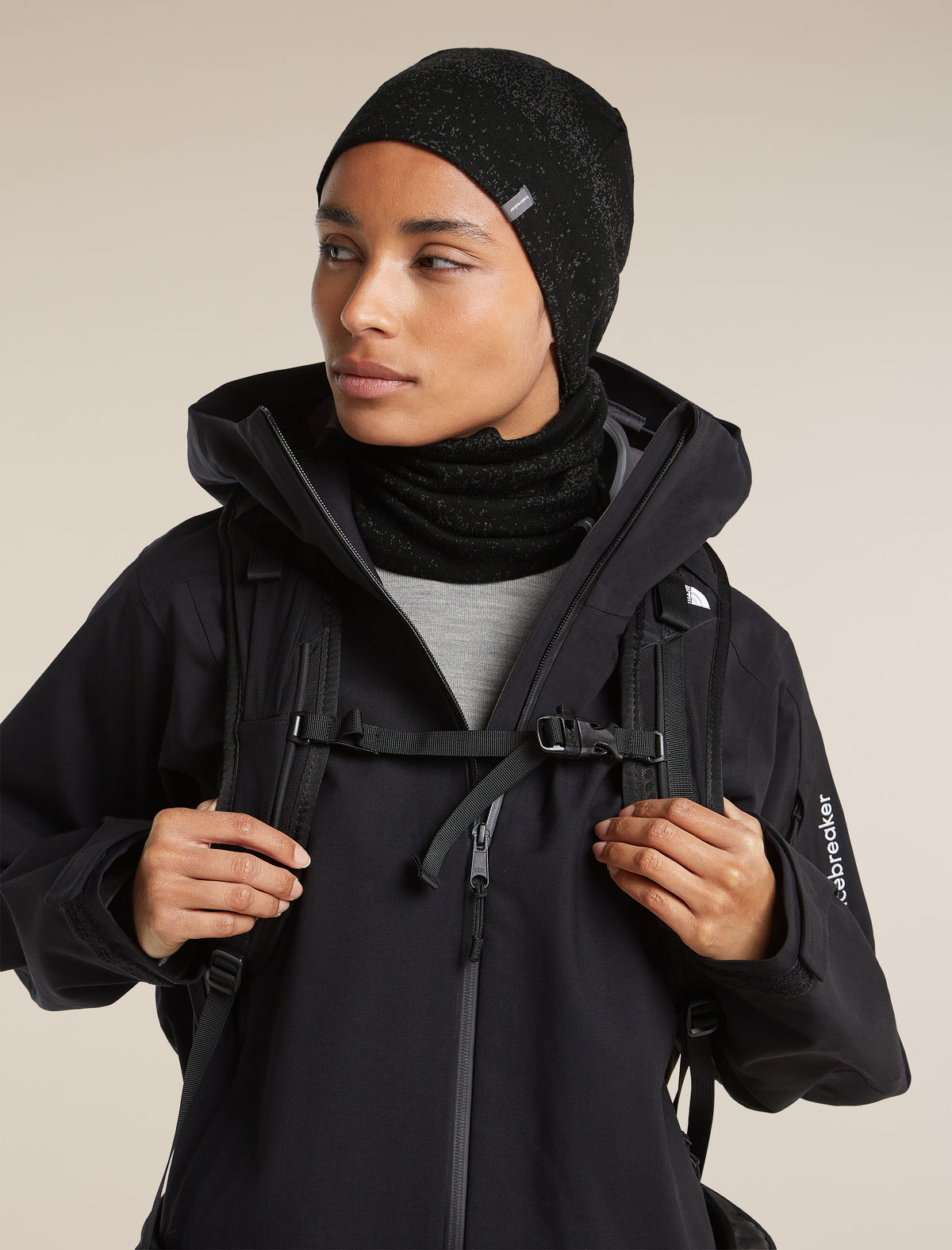 Unisex Merino 260 Oasis Vertex Reversible Beanie Chillwave Black/Obsidian - 6