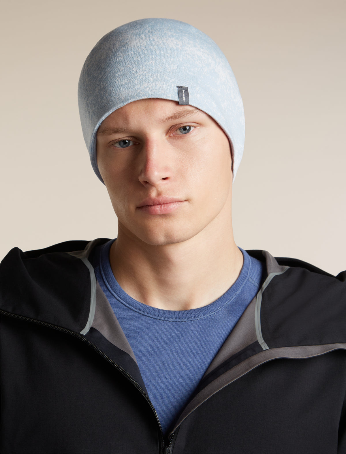 Unisex Merino 260 Oasis Vertex Reversible Beanie Chillwave Snow/Zinc Blue - 1