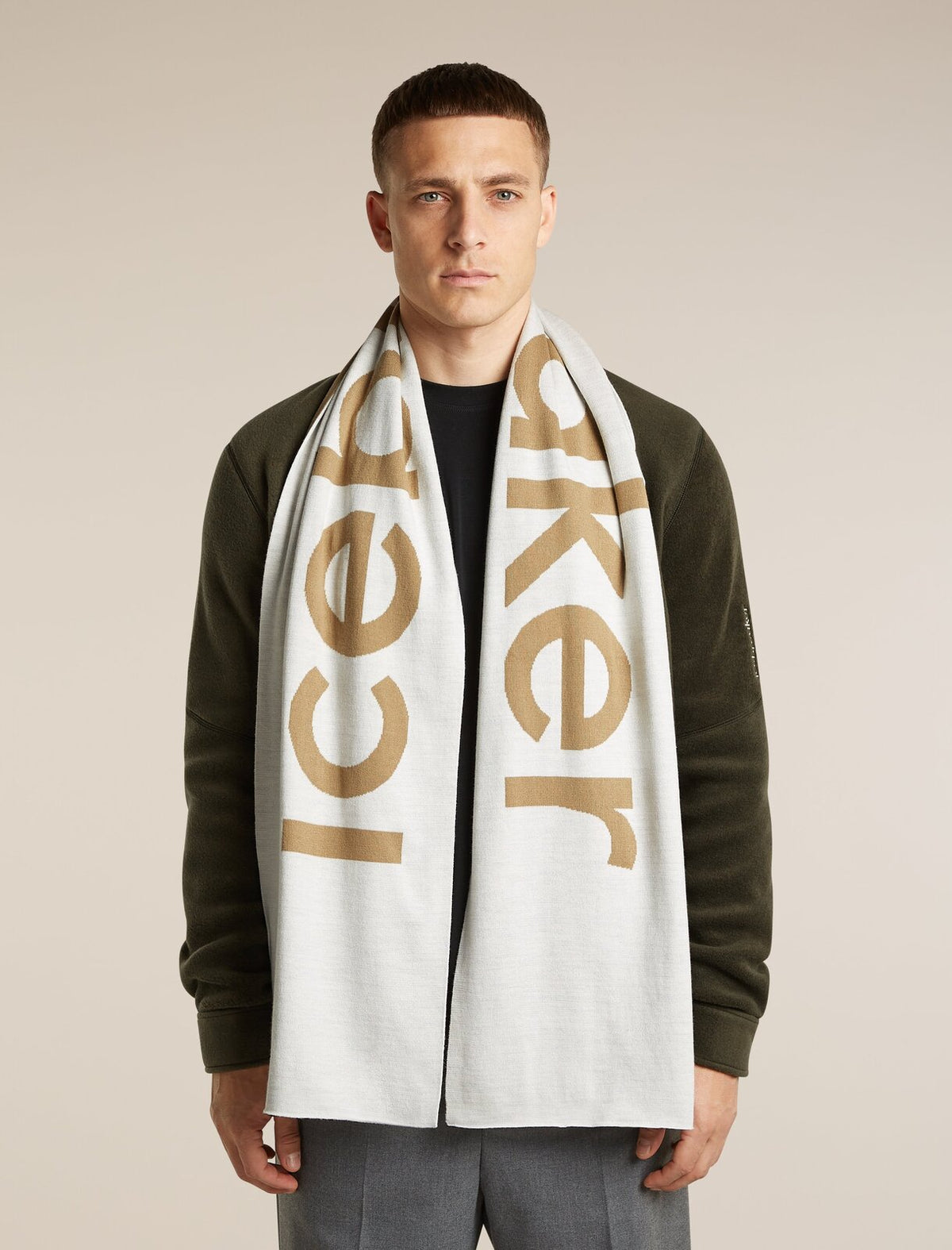 Unisex Merino icebreaker Scarf Ecru Heather/Cumin - 1