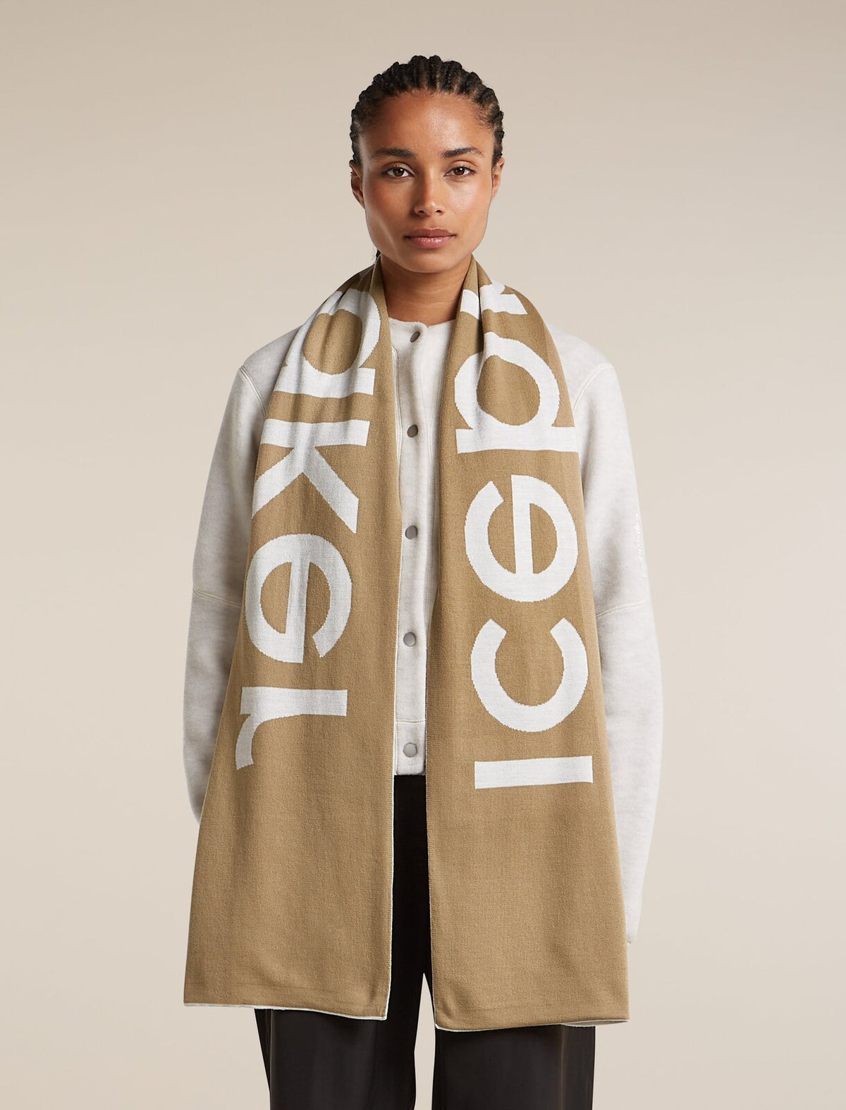 Unisex Merino icebreaker Scarf Ecru Heather/Cumin - 2