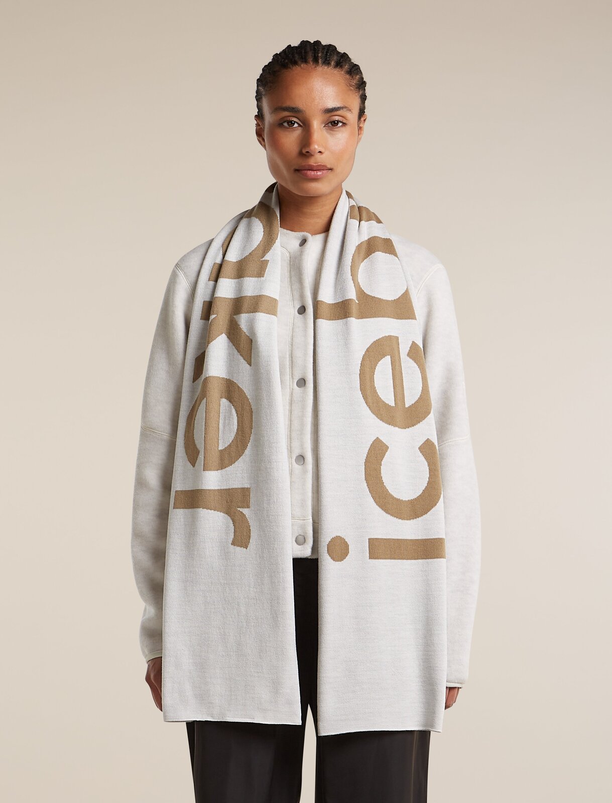 Unisex Merino icebreaker Scarf | icebreaker Ecru Heather/Cumin