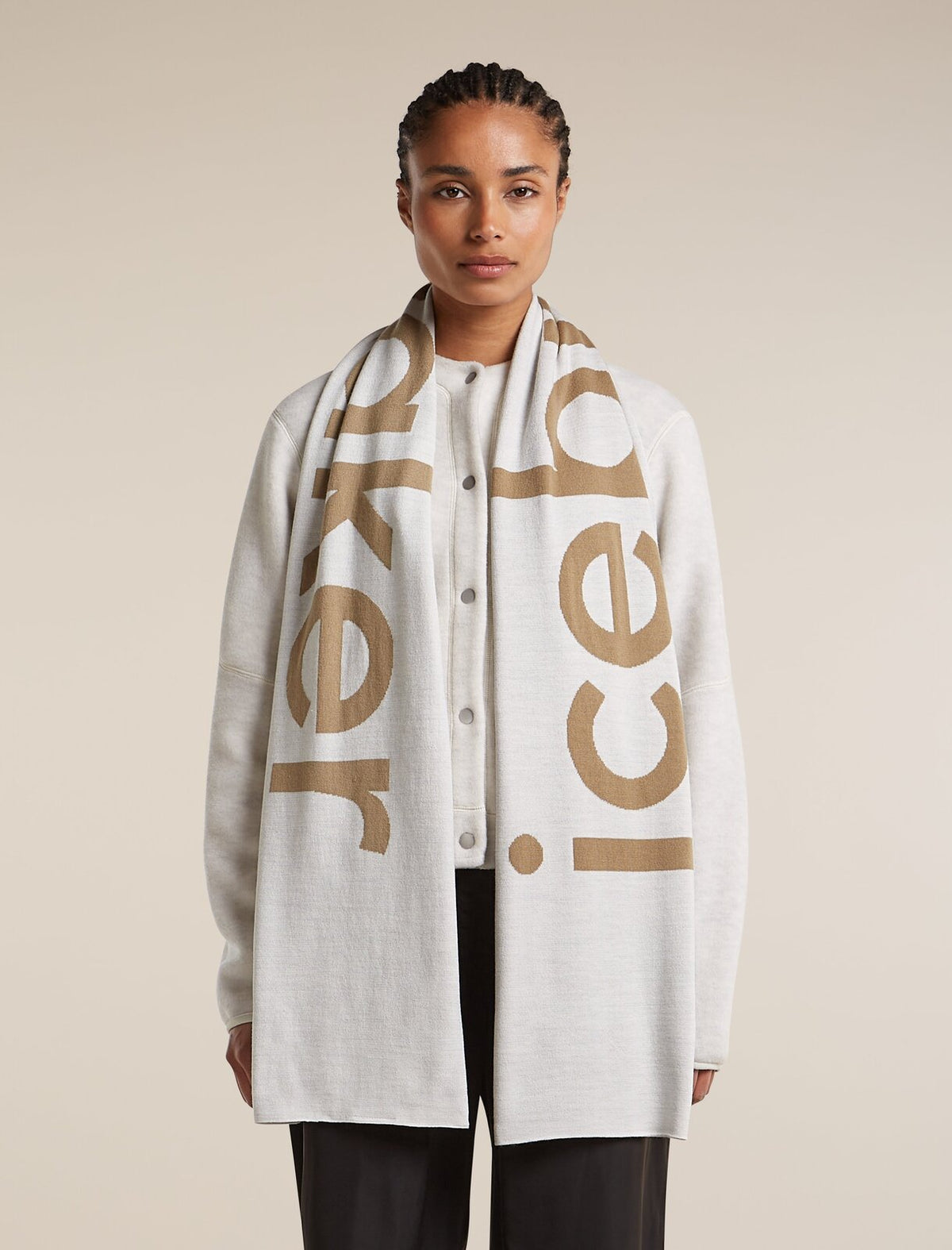 Unisex Merino icebreaker Scarf Ecru Heather/Cumin - 4