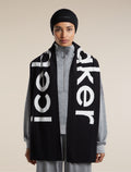 Unisex Merino icebreaker Scarf Black/Ecru Heather - 2
