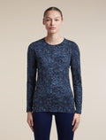 Women's Merino 200 Oasis Long Sleeve Thermal Crewe Moss Bloom AOP Midnight Navy/Dawn/AOP - 1