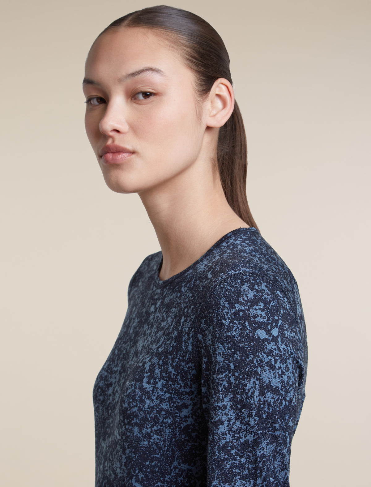 Women's Merino 200 Oasis Long Sleeve Thermal Crewe Moss Bloom AOP Midnight Navy/Dawn/AOP - 6