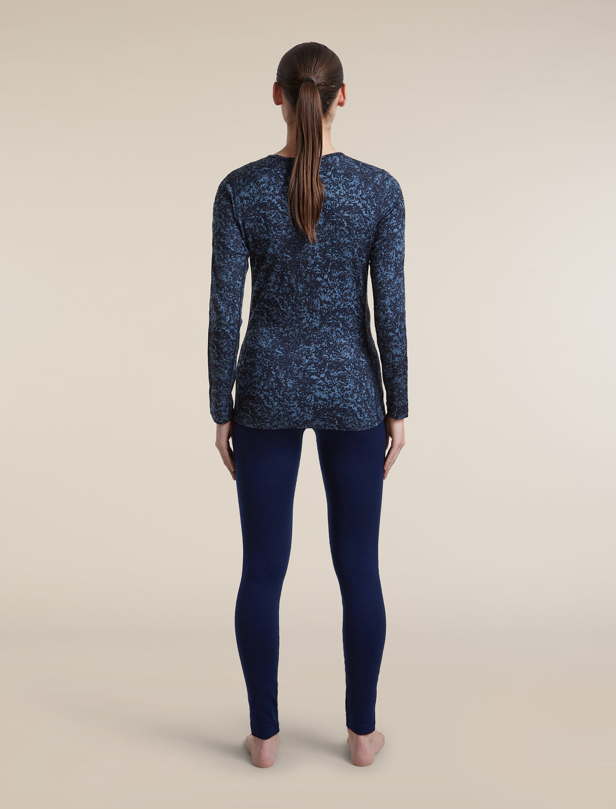 Women's Merino 200 Oasis Long Sleeve Thermal Crewe Moss Bloom AOP Midnight Navy/Dawn/AOP - 7
