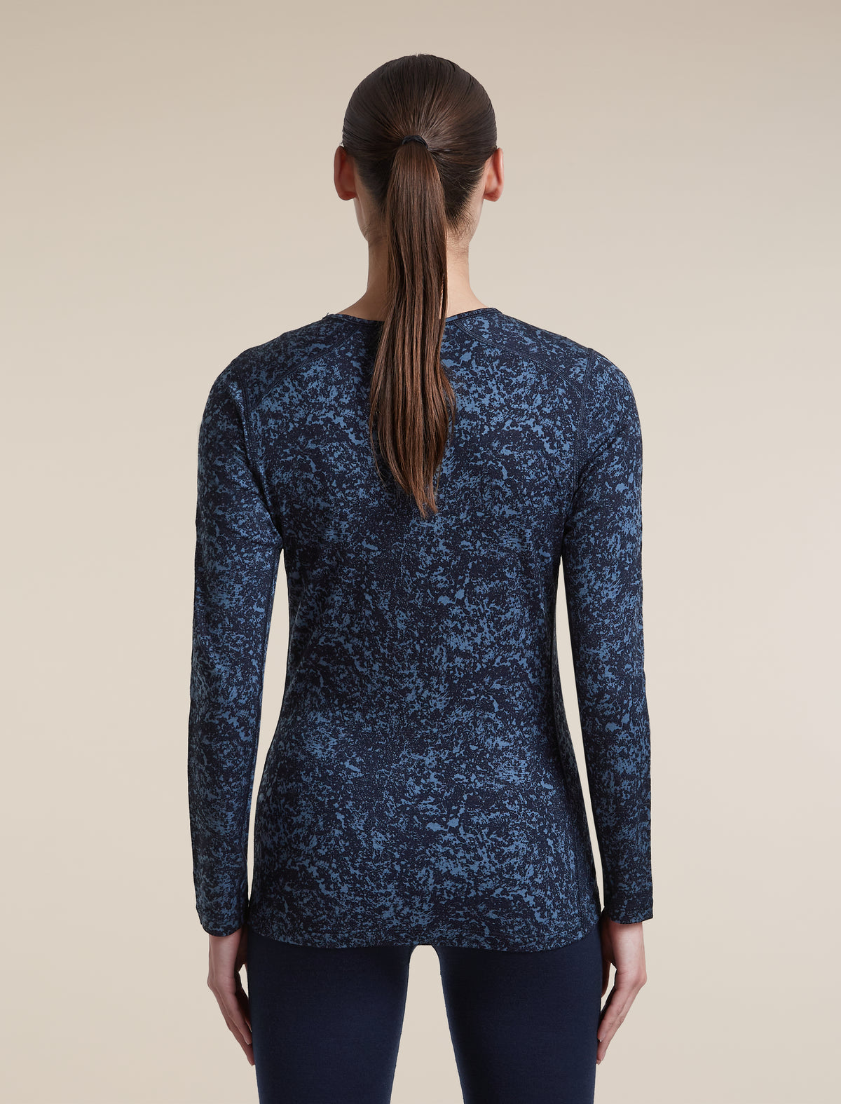 Women's Merino 200 Oasis Long Sleeve Thermal Crewe Moss Bloom AOP Midnight Navy/Dawn/AOP - 2
