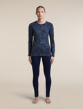 Women's Merino 200 Oasis Long Sleeve Thermal Crewe Moss Bloom AOP Midnight Navy/Dawn/AOP - 3
