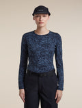 Women's Merino 200 Oasis Long Sleeve Thermal Crewe Moss Bloom AOP Midnight Navy/Dawn/AOP - 5