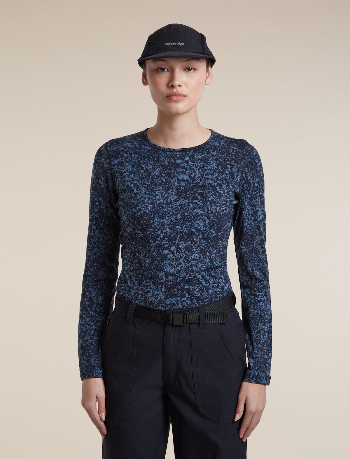 Women's Merino 200 Oasis Long Sleeve Thermal Crewe Moss Bloom AOP Midnight Navy/Dawn/AOP - 5