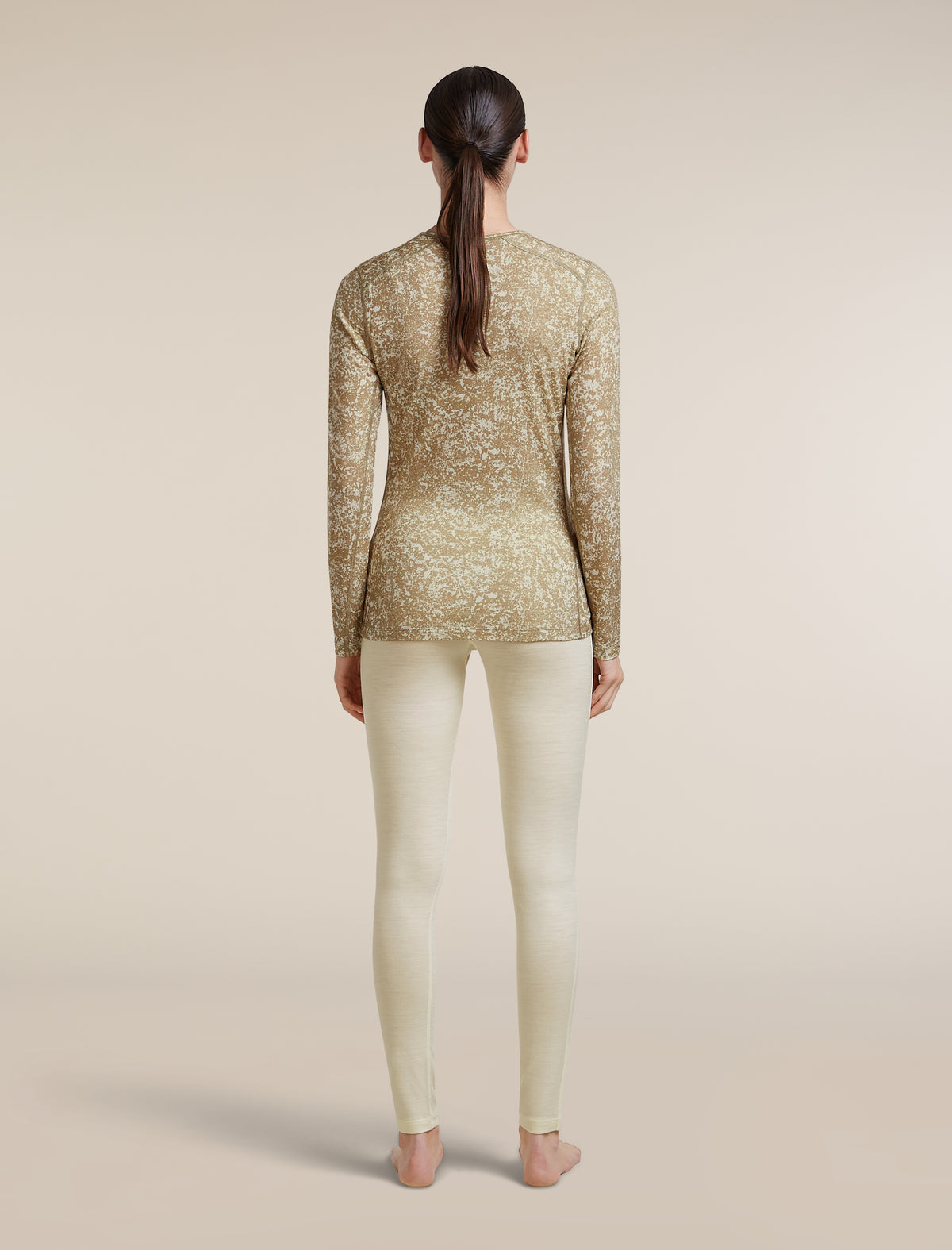 Women's Merino 200 Oasis Long Sleeve Thermal Crewe Moss Bloom AOP Cumin/Undyed/AOP - 7