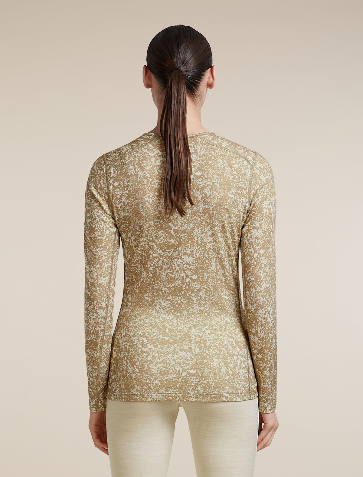 Women's Merino 200 Oasis Long Sleeve Thermal Crewe Moss Bloom AOP Cumin/Undyed/AOP - 2