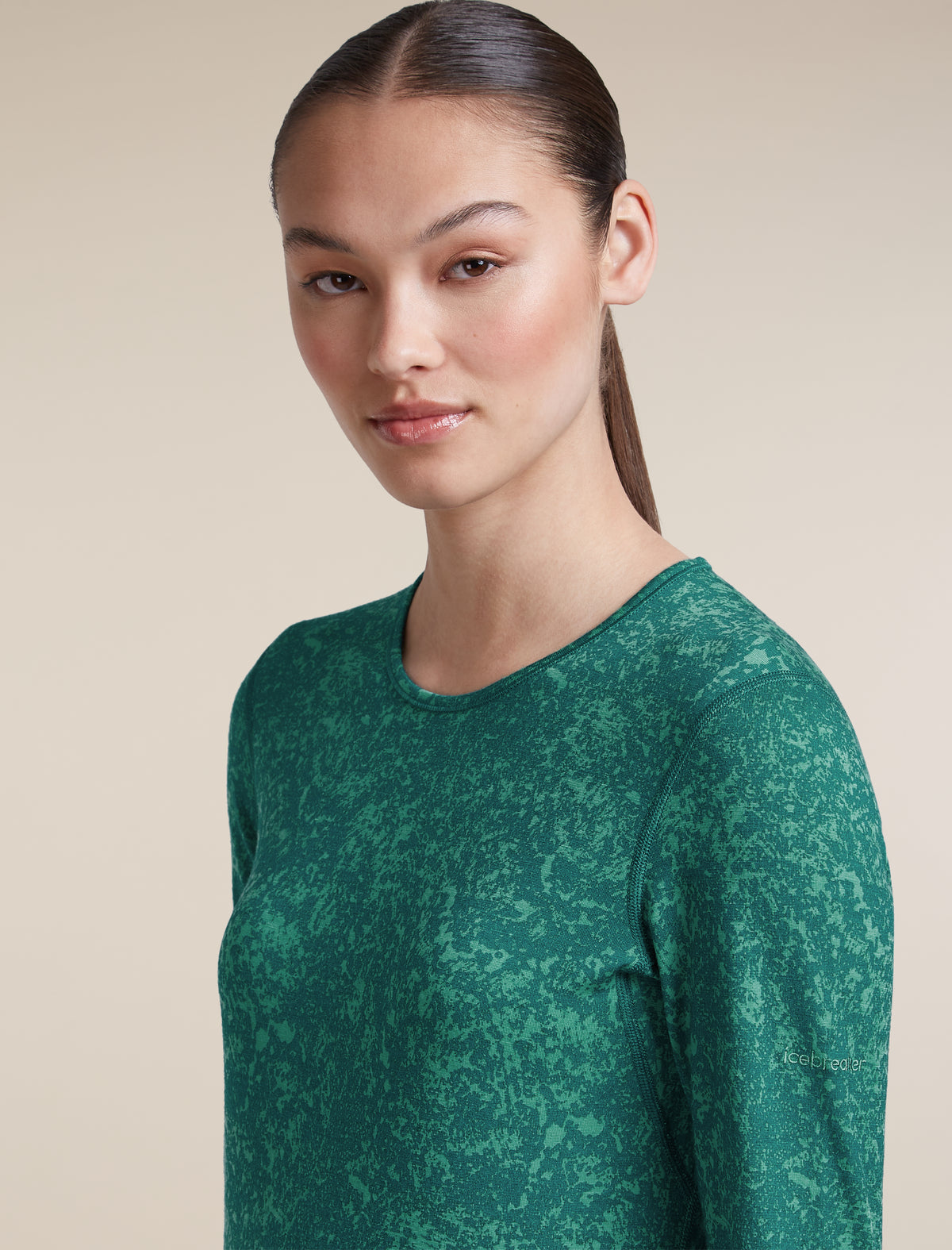 Women's Merino 200 Oasis Long Sleeve Thermal Crewe Moss Bloom AOP Fresh/Tidal Teal/AOP - 6