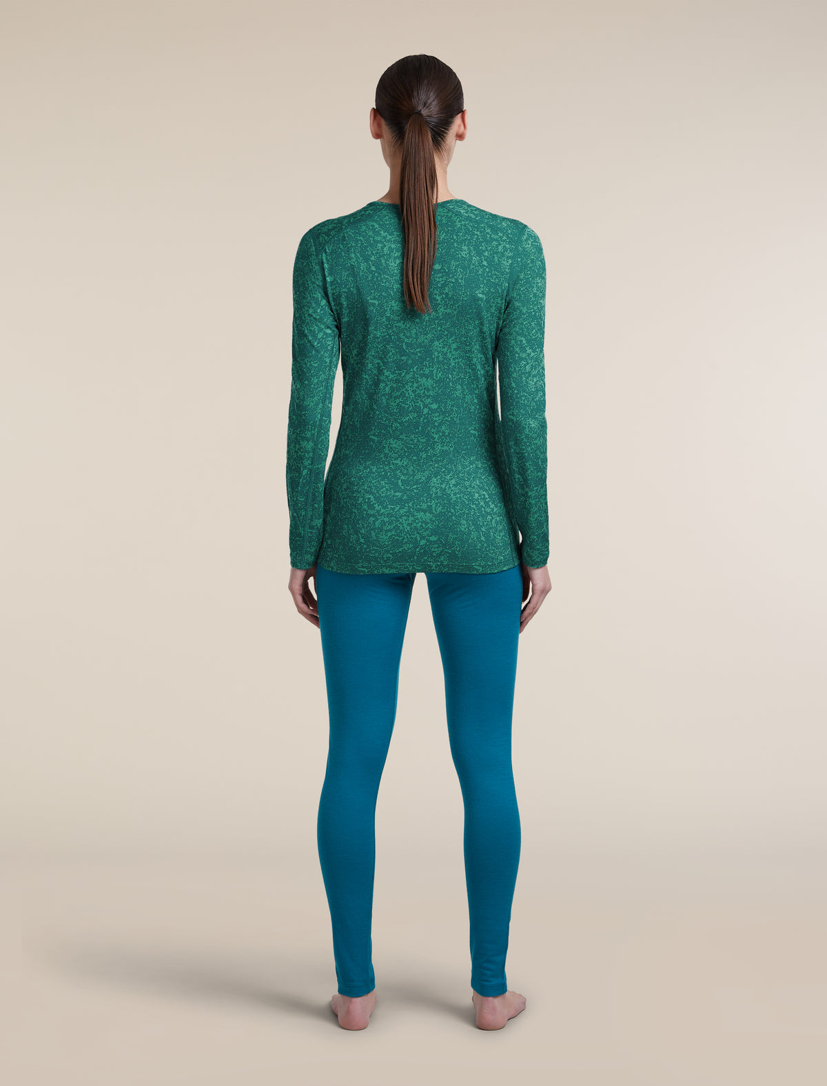 Women's Merino 200 Oasis Long Sleeve Thermal Crewe Moss Bloom AOP Fresh/Tidal Teal/AOP - 7