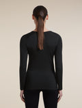 Women's Merino 200 Oasis Long Sleeve Thermal V Neck Black - 2