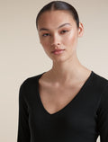 Women's Merino 200 Oasis Long Sleeve Thermal V Neck Black - 8