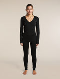 Women's Merino 260 Oasis Long Sleeve V Neck Black - 3