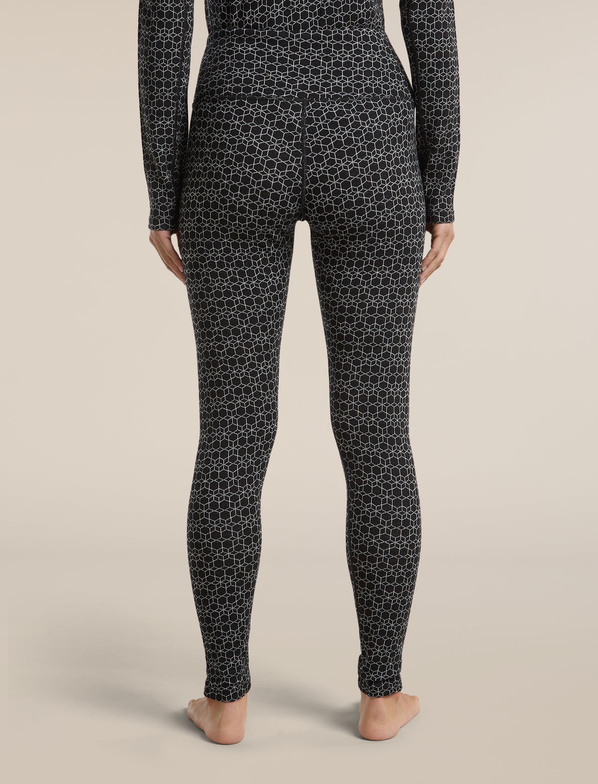 Women's Merino 260 Oasis Vertex High Rise Thermal Leggings Alpine Geo Black/Snow - 2