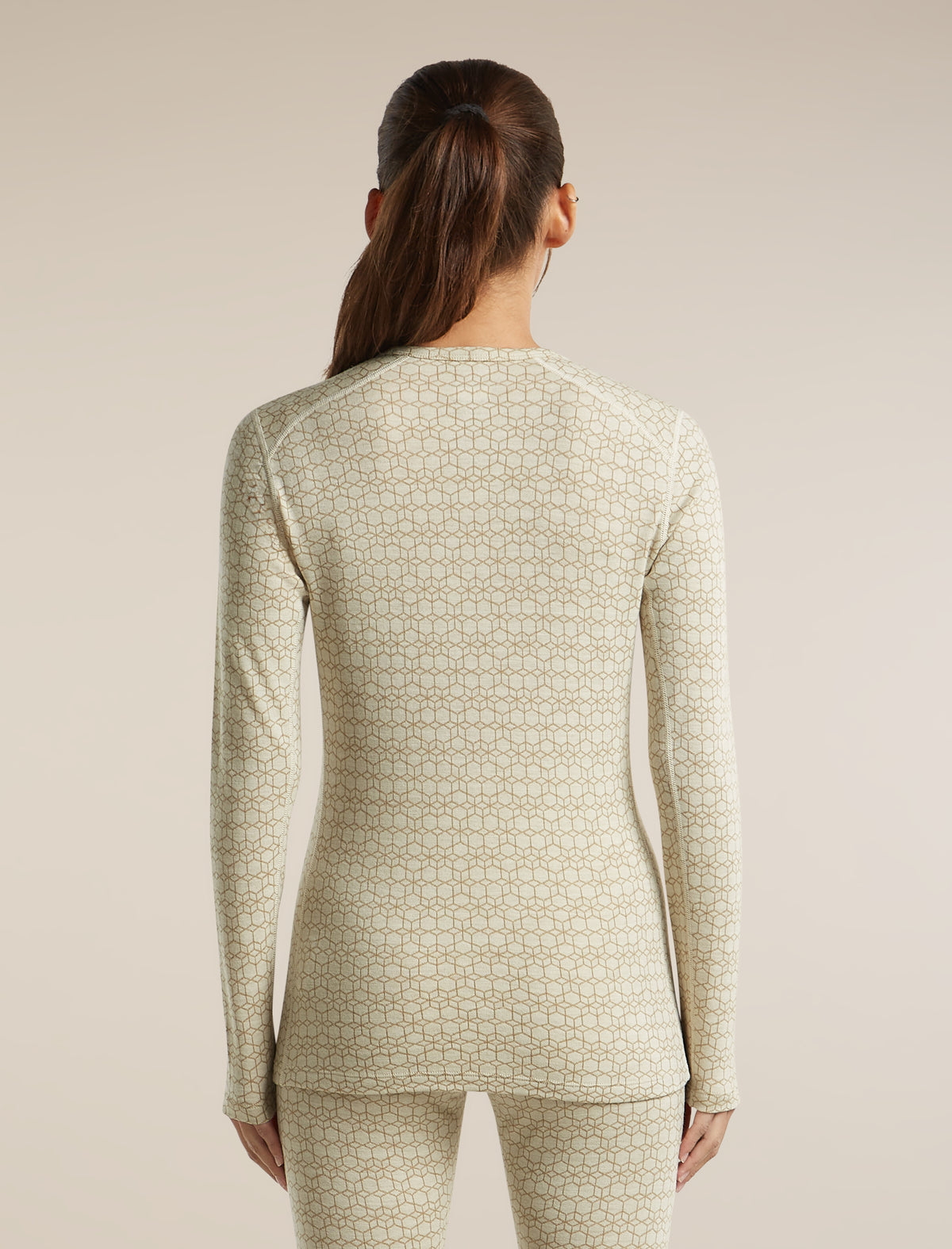 Women's Merino 260 Oasis Vertex Long Sleeve Thermal Crewe Alpine Geo Undyed/Cumin - 2
