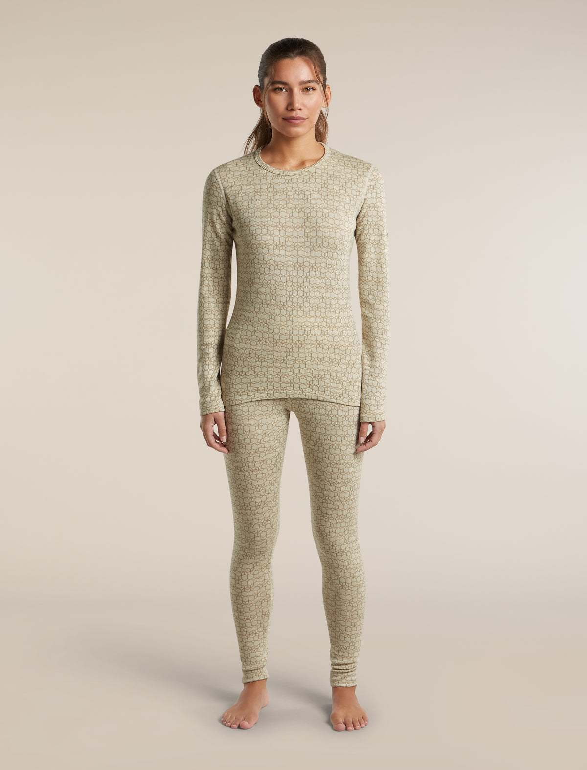 Women's Merino 260 Oasis Vertex Long Sleeve Thermal Crewe Alpine Geo Undyed/Cumin - 3
