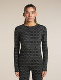 Women's Merino 260 Oasis Vertex Long Sleeve Thermal Crewe Alpine Geo Black/Snow - 1