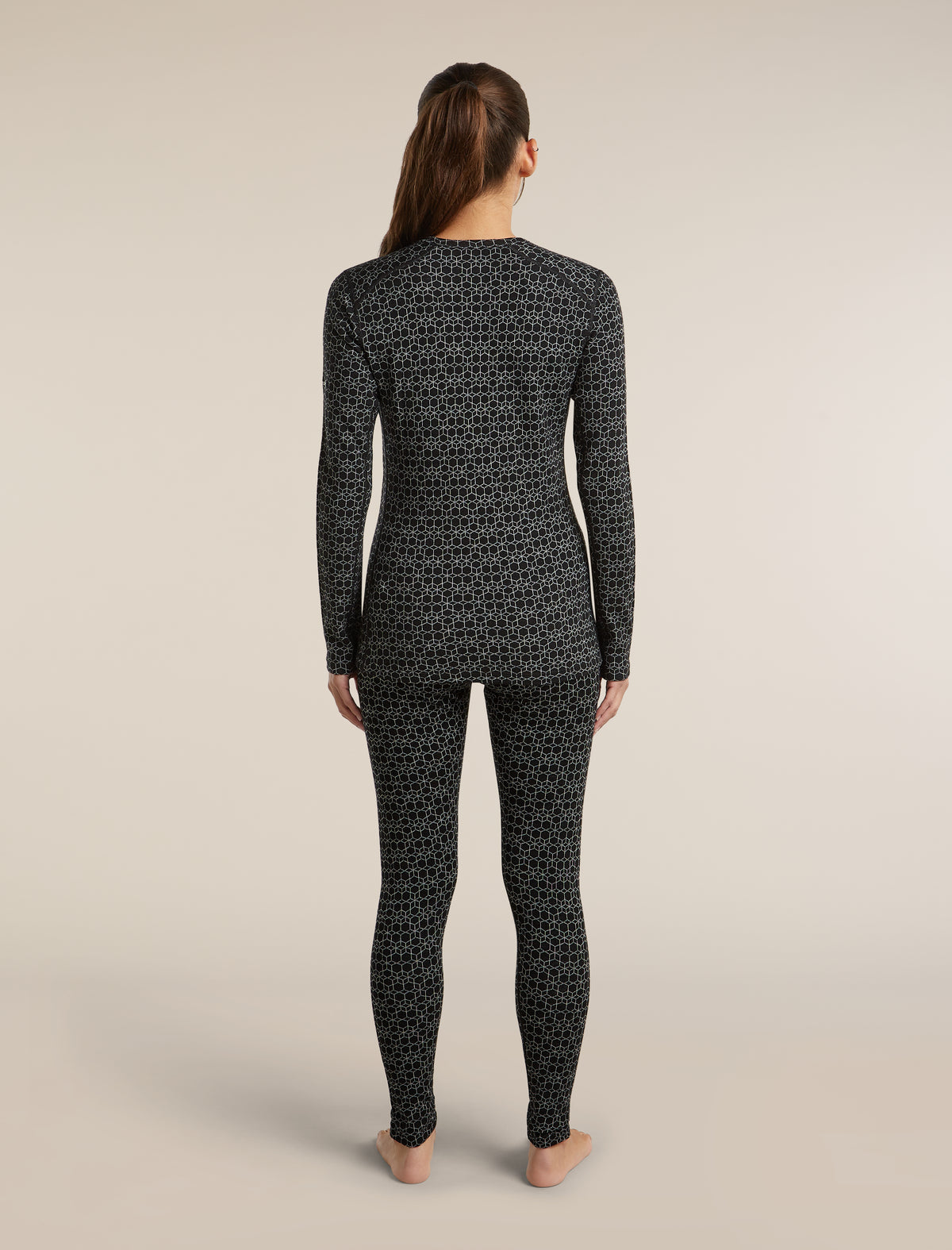 Women's Merino 260 Oasis Vertex Long Sleeve Thermal Crewe Alpine Geo Black/Snow - 6