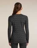 Women's Merino 260 Oasis Vertex Long Sleeve Thermal Crewe Alpine Geo Black/Snow - 2