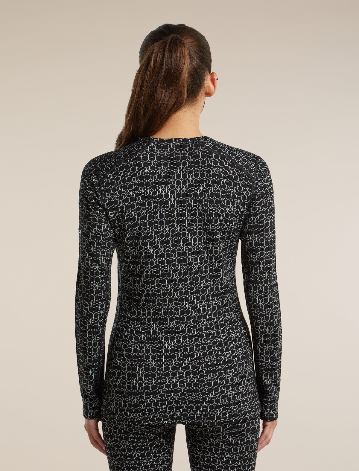 Women's Merino 260 Oasis Vertex Long Sleeve Thermal Crewe Alpine Geo Black/Snow - 2