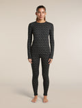 Women's Merino 260 Oasis Vertex Long Sleeve Thermal Crewe Alpine Geo Black/Snow - 3
