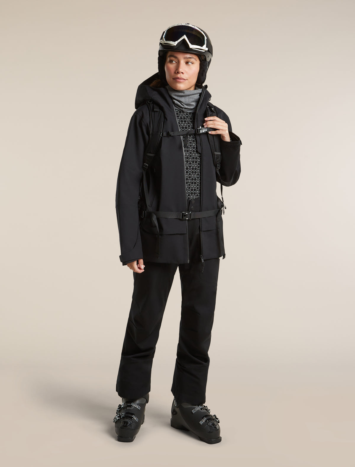 Women's Merino 260 Oasis Vertex Long Sleeve Thermal Crewe Alpine Geo Black/Snow - 4