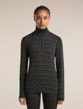 Women's Merino 260 Oasis Vertex Long Sleeve Thermal Half Zip Alpine Geo Black/Snow - 1