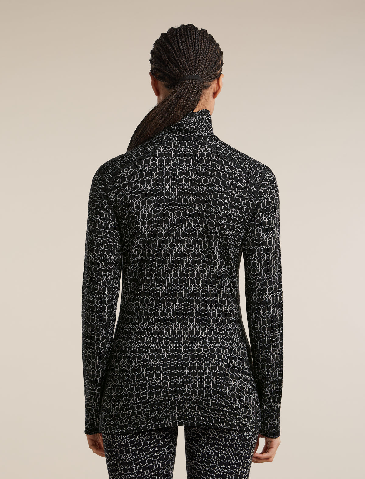 Women's Merino 260 Oasis Vertex Long Sleeve Thermal Half Zip Alpine Geo Black/Snow - 2
