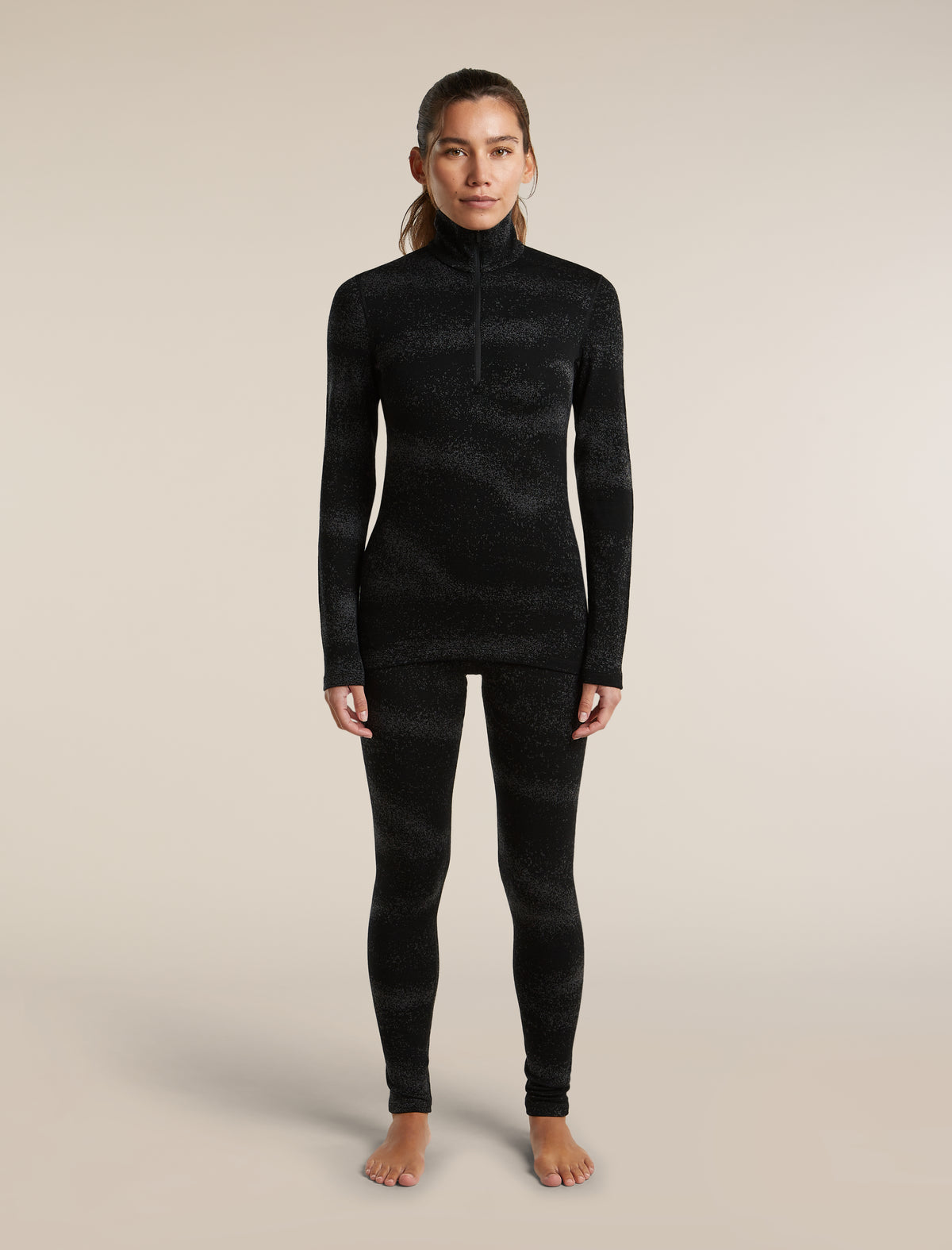 Women's Merino 260 Oasis Vertex Long Sleeve Thermal Half Zip Chillwave Black/Obsidian - 3