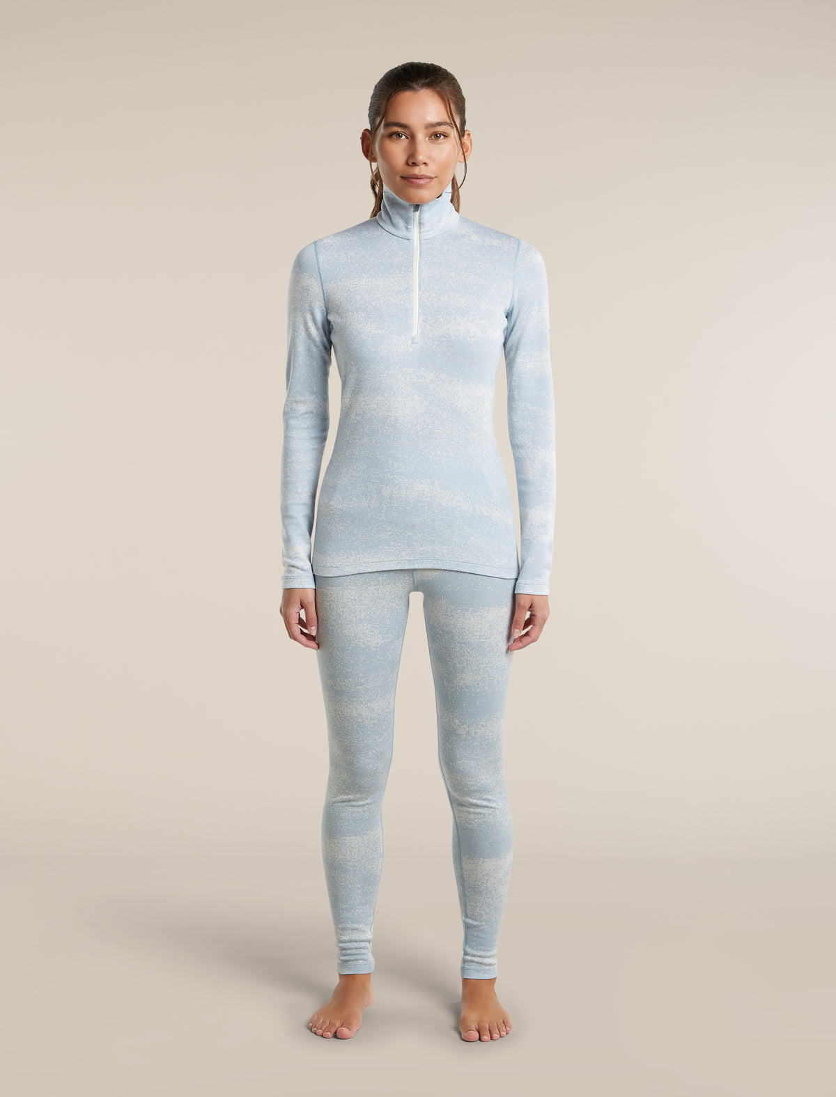 Women's Merino 260 Oasis Vertex Long Sleeve Thermal Half Zip Chillwave Snow/Zinc Blue - 3