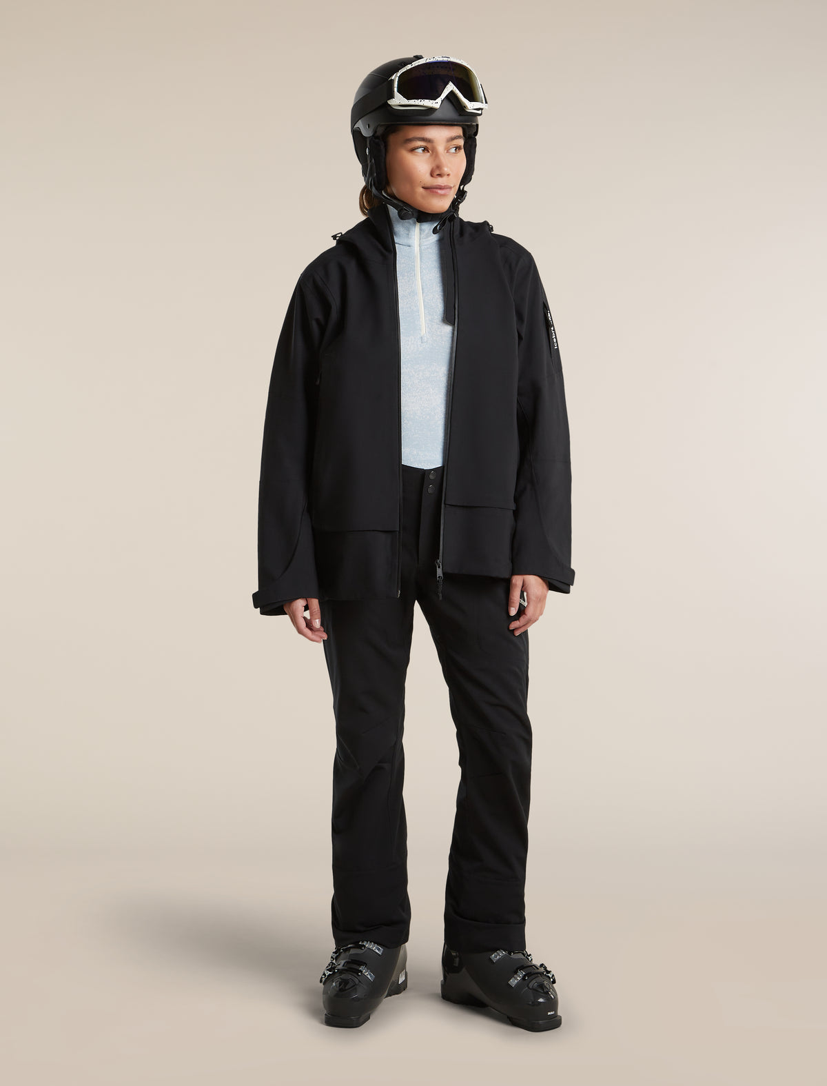 Women's Merino 260 Oasis Vertex Long Sleeve Thermal Half Zip Chillwave Snow/Zinc Blue - 4